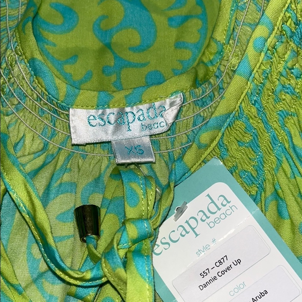 Escapada Lime Green and Aqua Dress - Picture 3 of 5